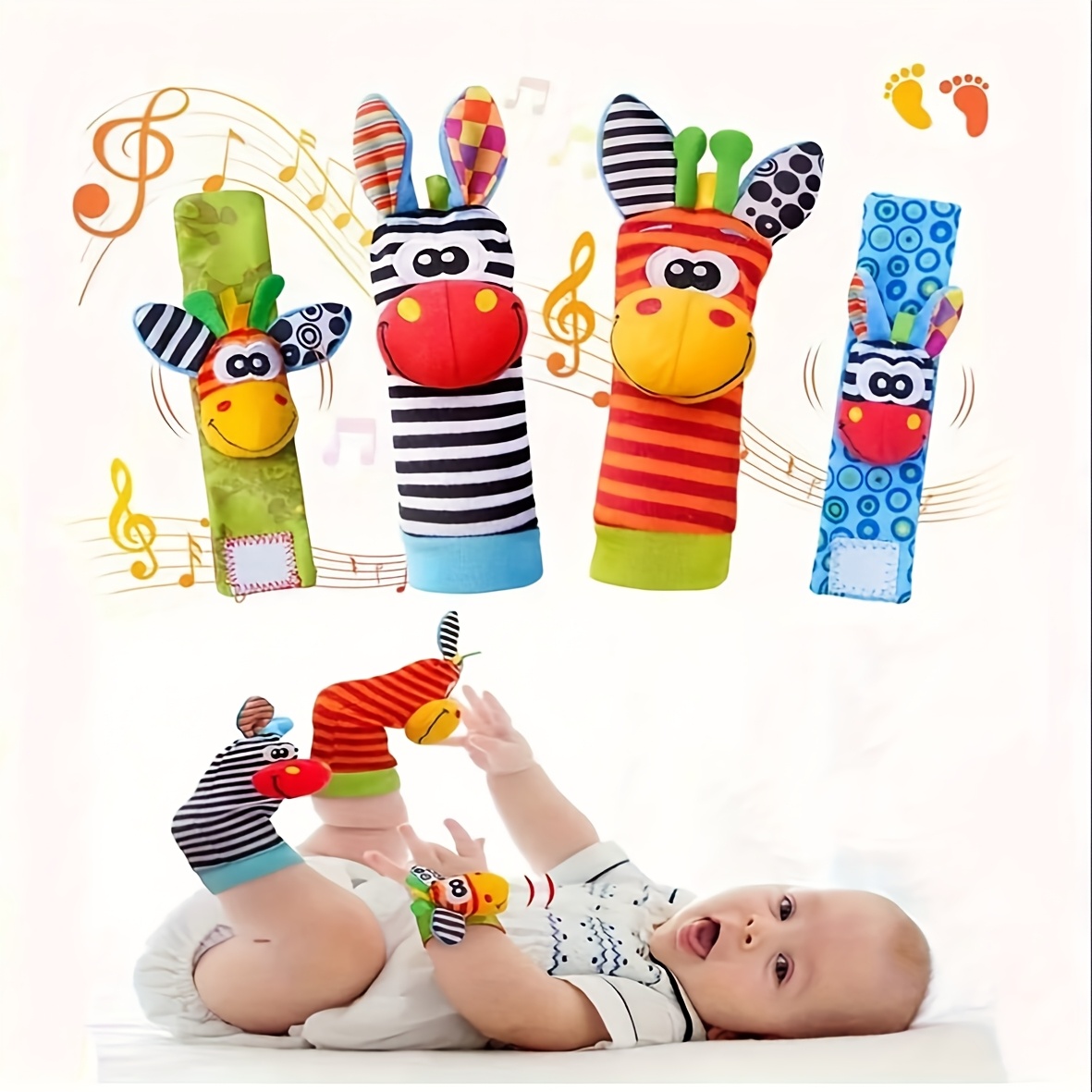 Набор из 4 шт. детских носков- – обзор и цена Baby Rattle Toy Set