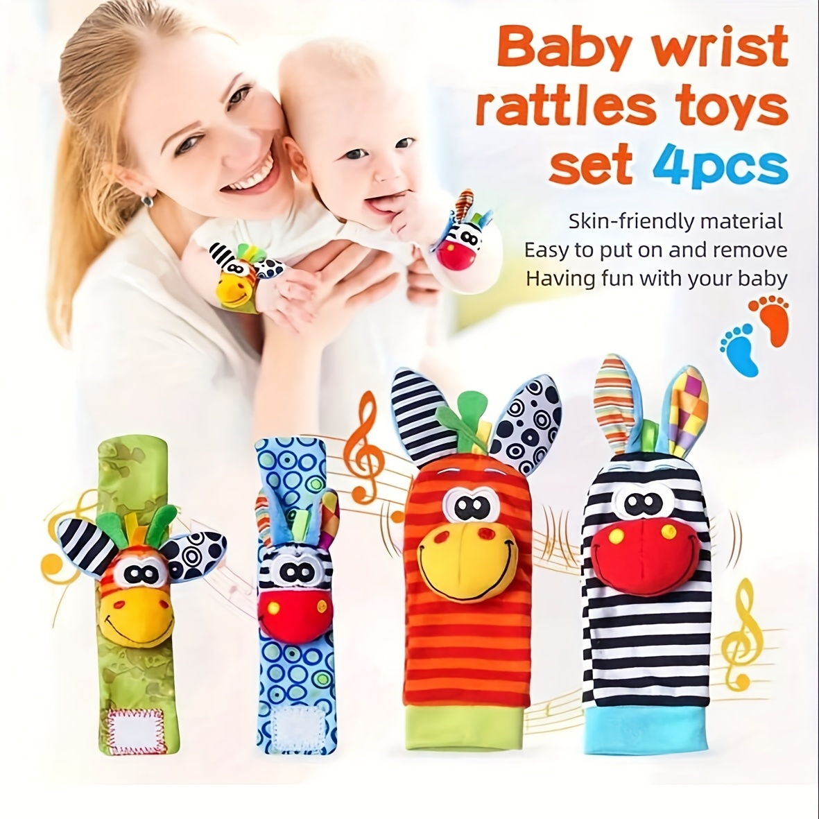 Набор из 4 шт. детских носков- – обзор и цена Baby Rattle Toy Set