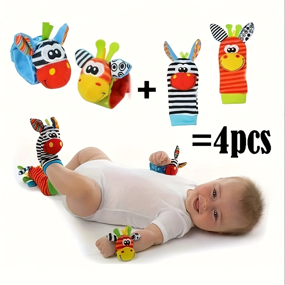Набор из 4 шт. детских носков- – обзор и цена Baby Rattle Toy Set