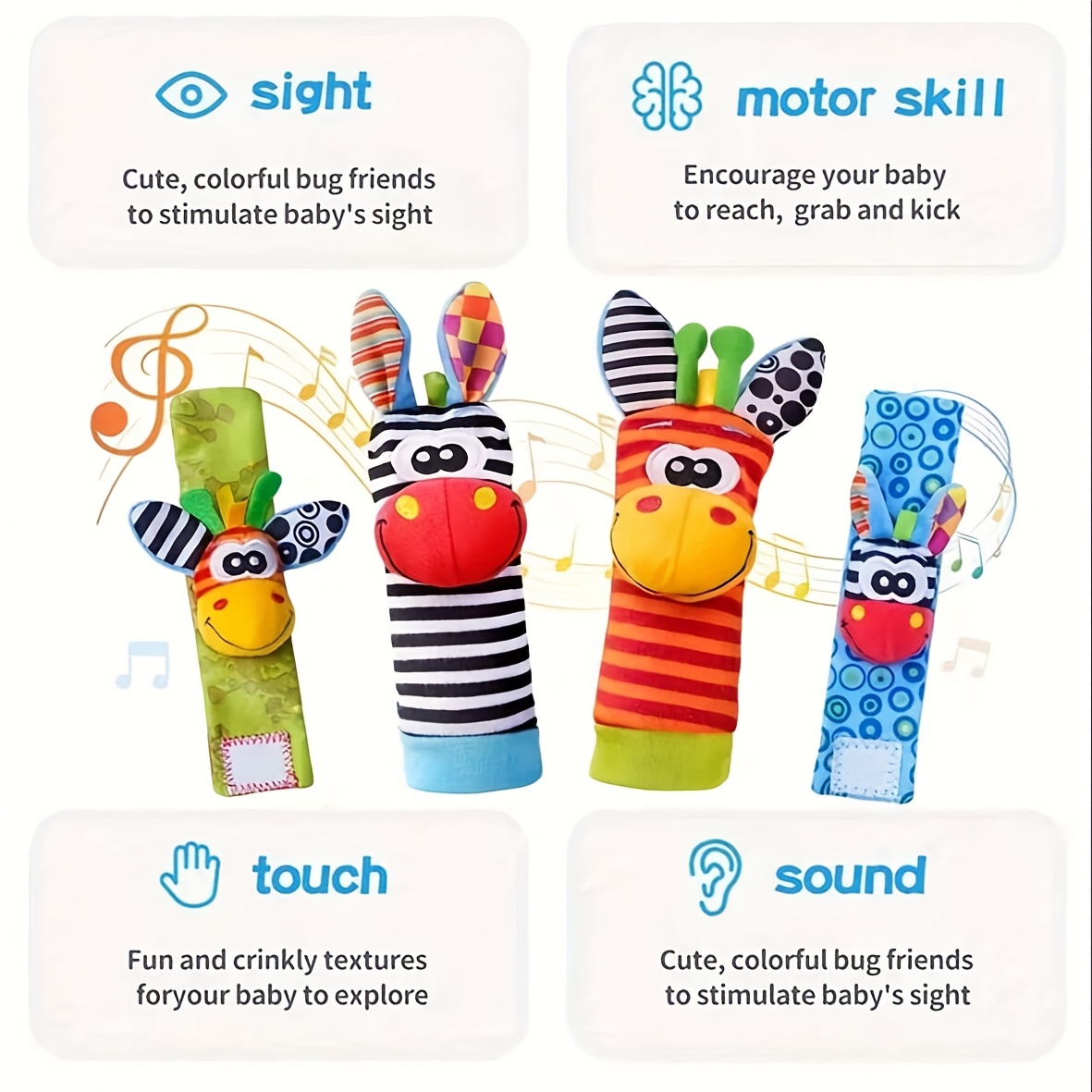Набор из 4 шт. детских носков- – обзор и цена Baby Rattle Toy Set
