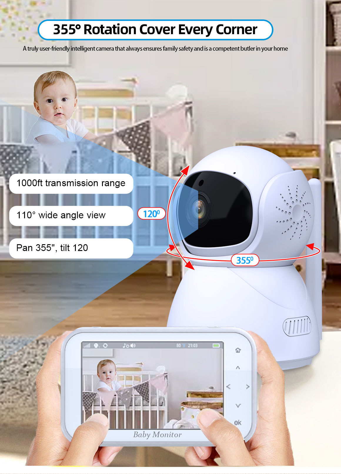 Беспроводная PTZ-камера-видеон – обзор и цена Wireless Baby Monitor
