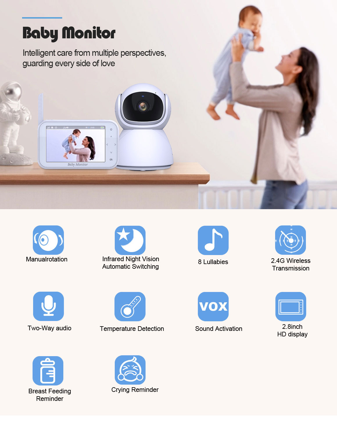 Беспроводная PTZ-камера-видеон – обзор и цена Wireless Baby Monitor